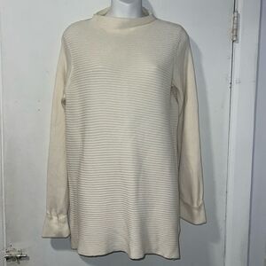 LOGO Lori Goldstein Alabaster Cloudia Ribbed Sweater-M